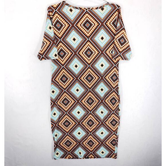 LuLaRoe Shirt Dress Women Medium Multicolor Geometric Southwestern Pullover Midi - Picture 5 of 6